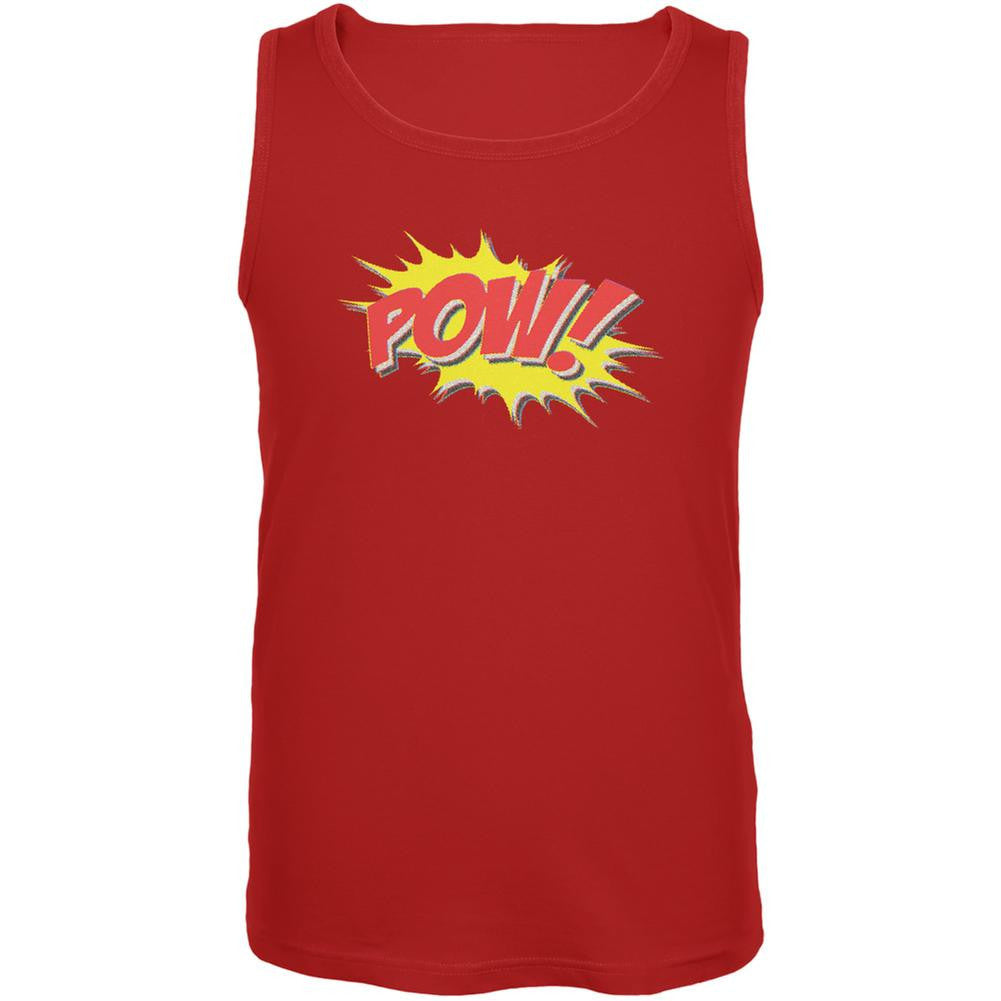 POW Comic Book Super Hero Red Adult Tank Top Men's Tank Tops Old Glory SM Red 