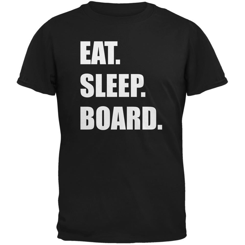 Eat Sleep Board Black Adult T-Shirt Men's T-Shirts Old Glory 2XL Black 