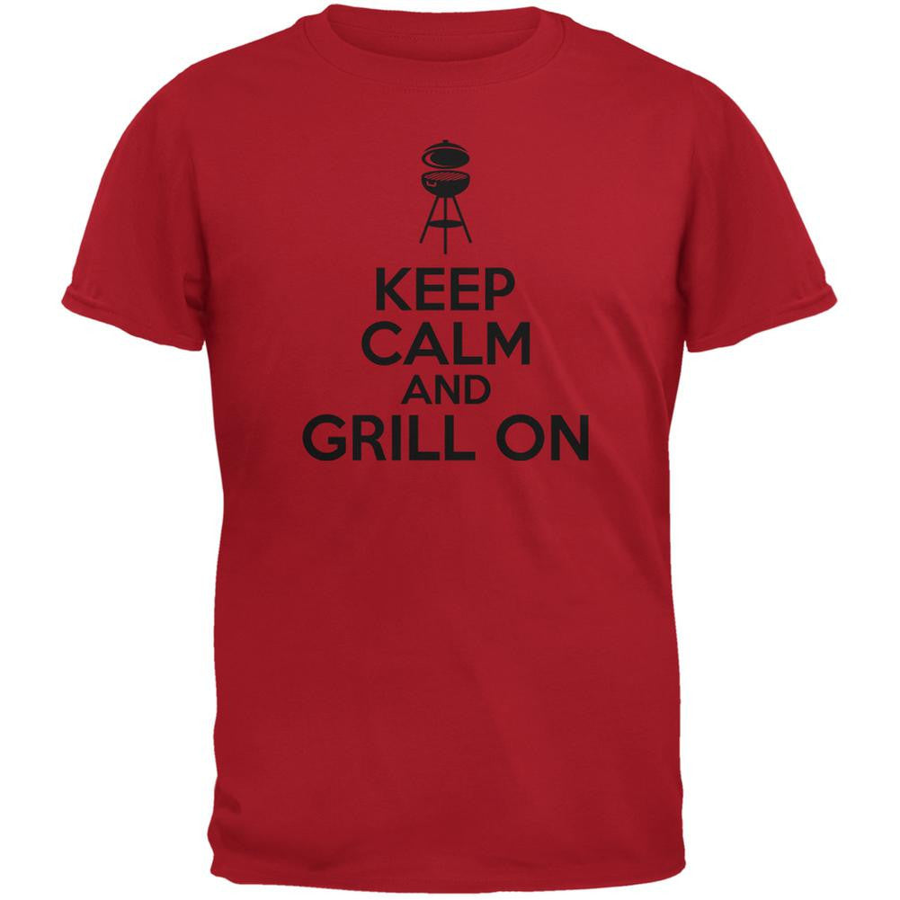 Keep Calm Grill On Red Adult T-Shirt Men's T-Shirts Old Glory 2XL Red 