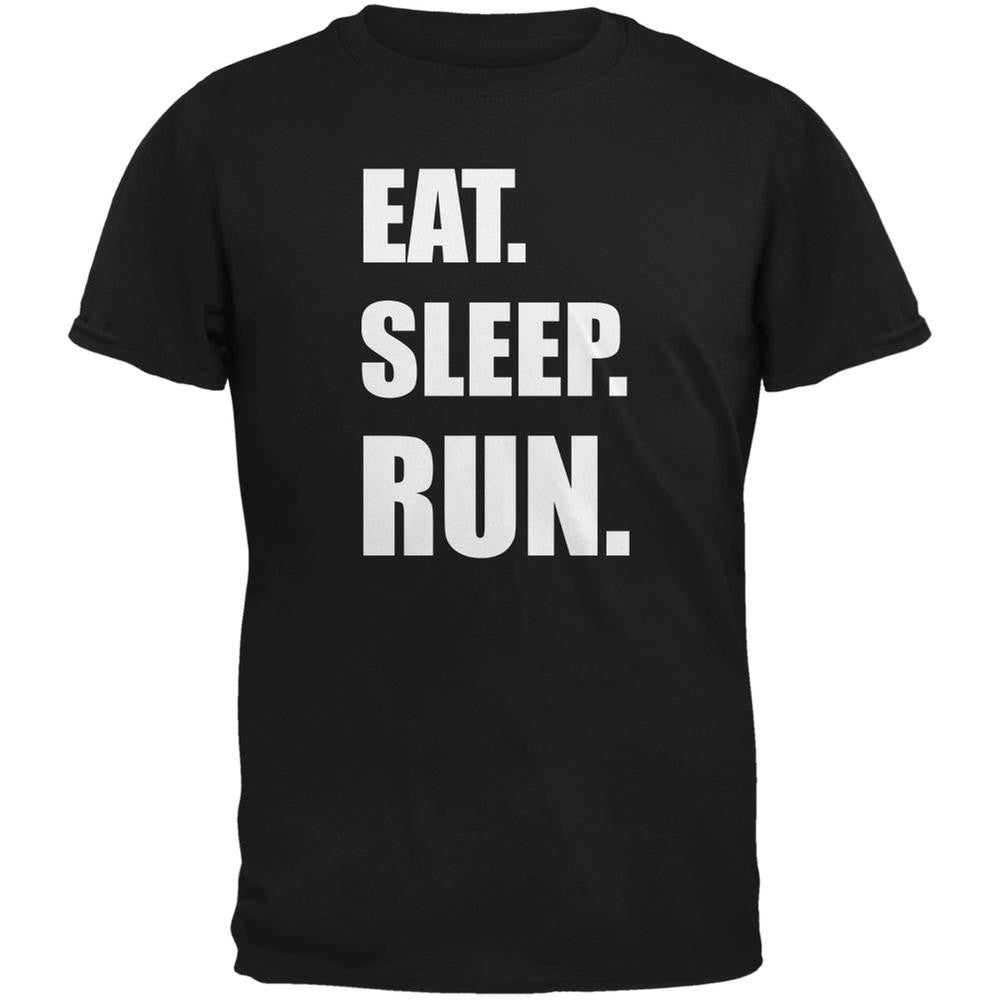 Eat Sleep Run Black Adult T-Shirt Men's T-Shirts Old Glory 2XL Black 