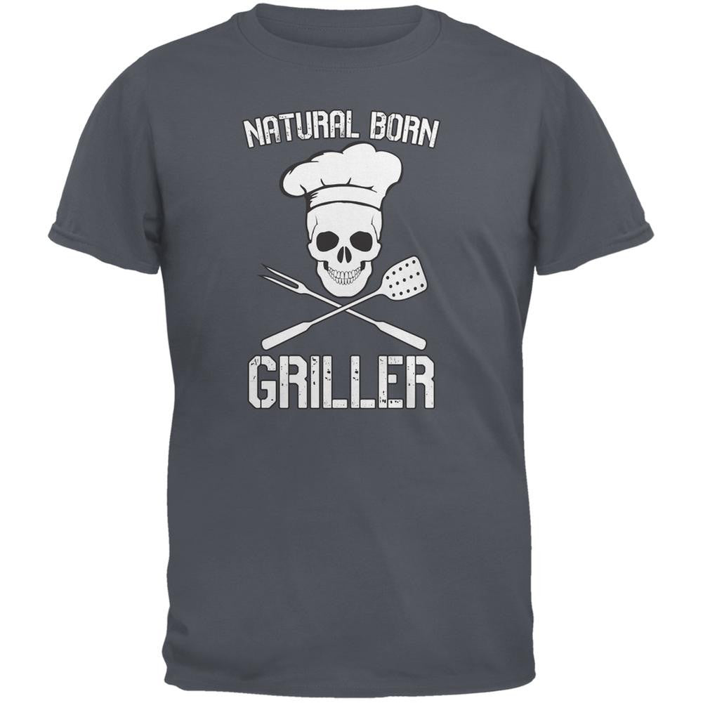 Natural Born Griller Charcoal Grey Adult T-Shirt Men's T-Shirts Old Glory 2XL Grey 