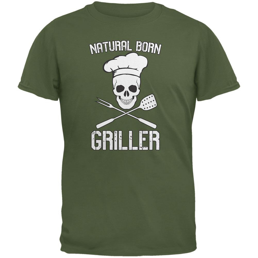 Natural Born Griller Military Green Adult T-Shirt Men's T-Shirts Old Glory 2XL Green 