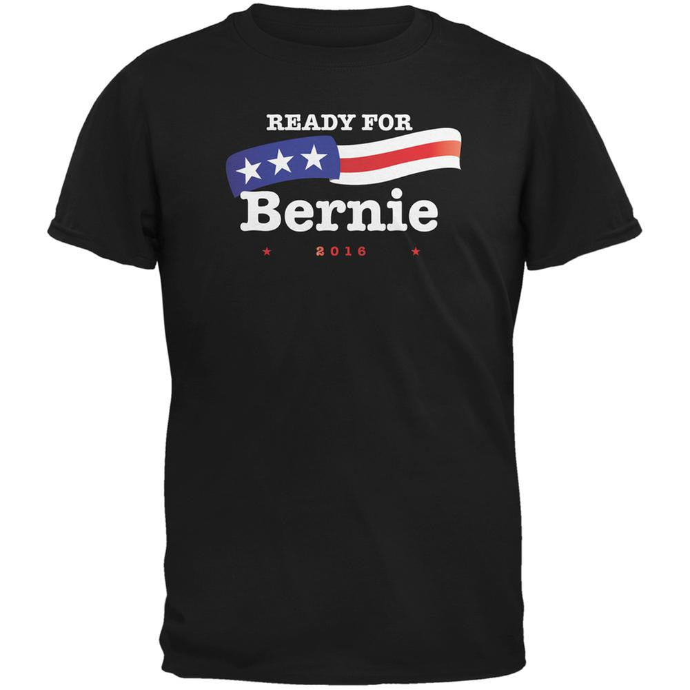 Election 2016 Ready for Bernie American Flag Black Adult T-Shirt Men's T-Shirts Old Glory 2XL Black 