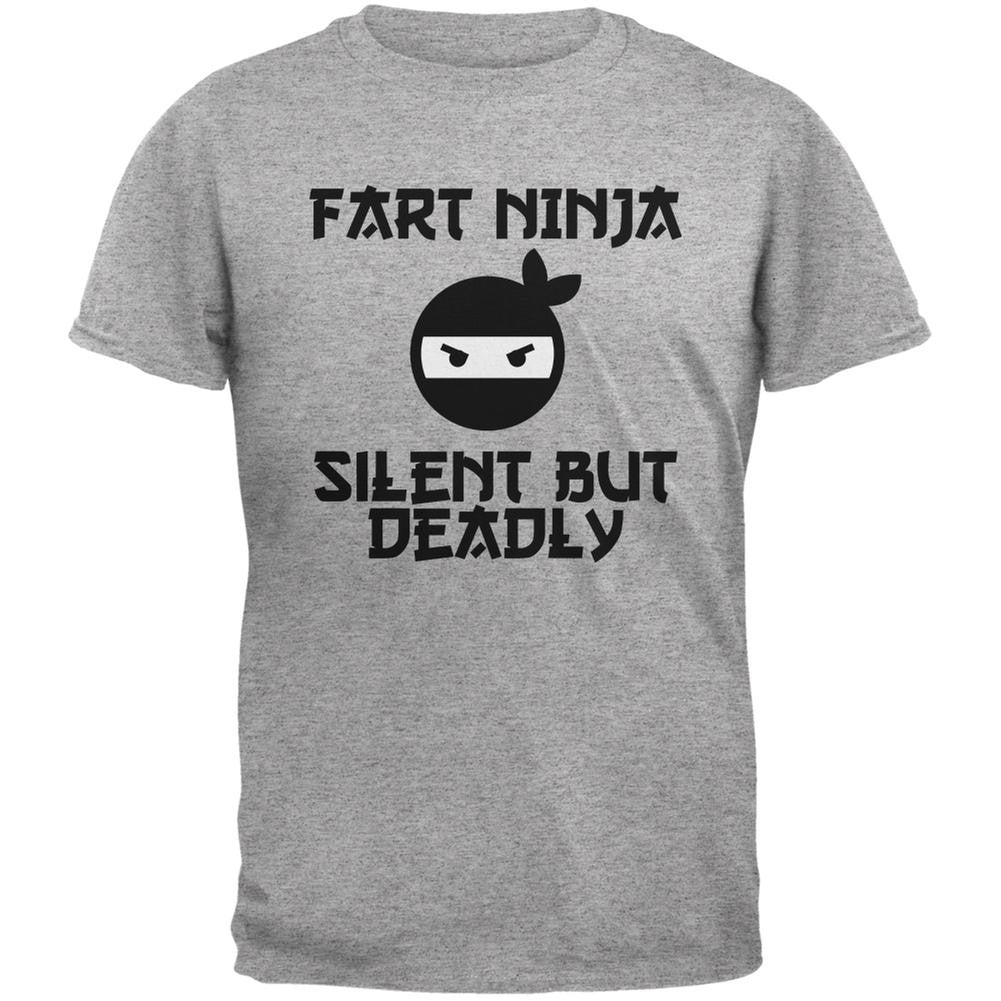 Fart Ninja Heather Grey Adult T-Shirt Men's T-Shirts Old Glory 2XL Grey 