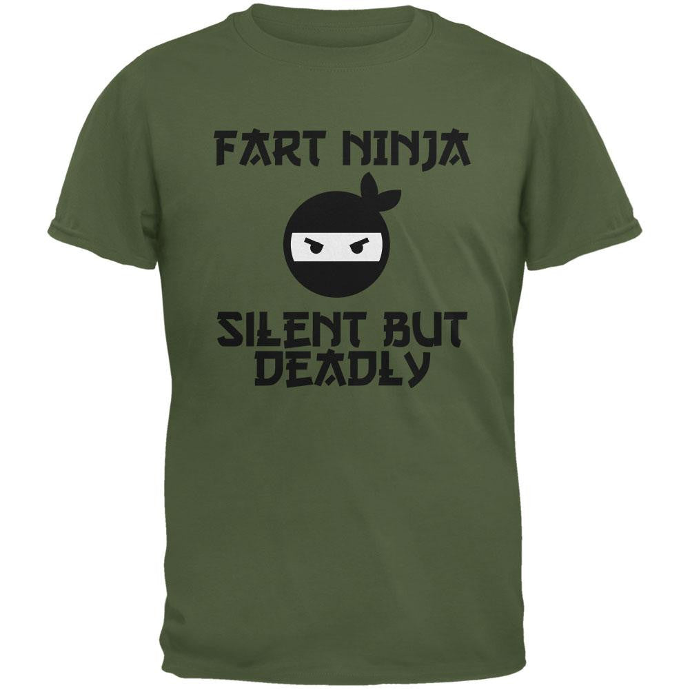 Fart Ninja Military Green Adult T-Shirt Men's T-Shirts Old Glory 2XL Green 