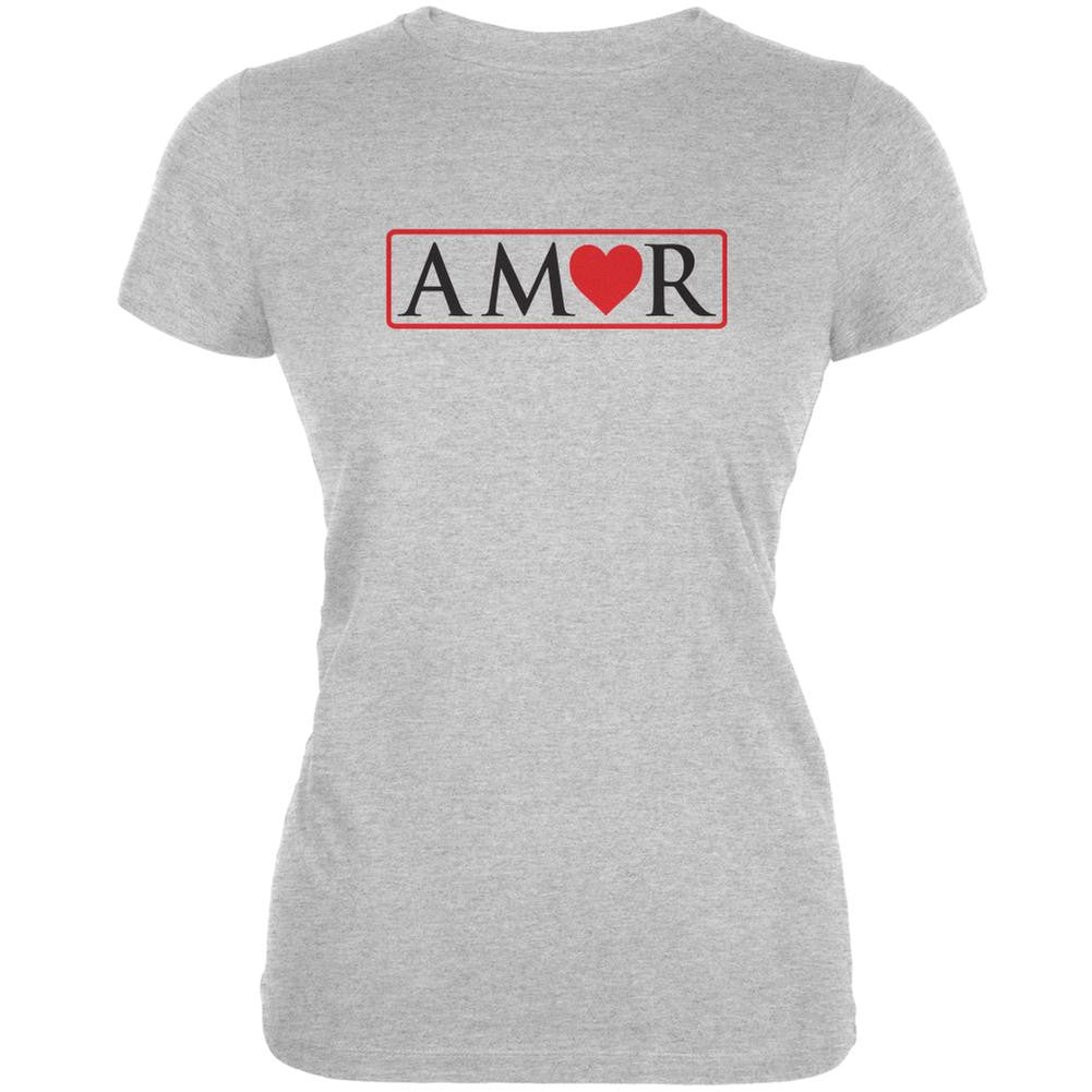 Amor Heather Grey Juniors Soft T-Shirt Juniors T-Shirts Old Glory 2XL Grey 