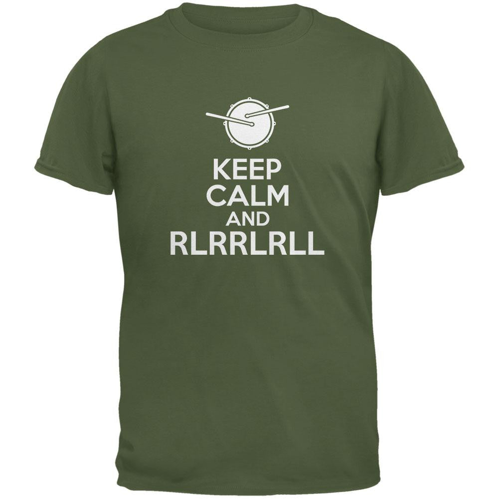 Keep Calm And Paradiddle Military Green Adult T-Shirt Men's T-Shirts Old Glory 2XL Green 