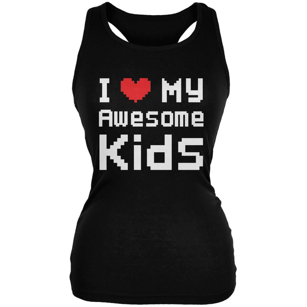 I Heart My Awesome Kids 8 Bit Pixel Black Juniors Soft Tank Top Juniors Tank Tops Old Glory 2XL Black 