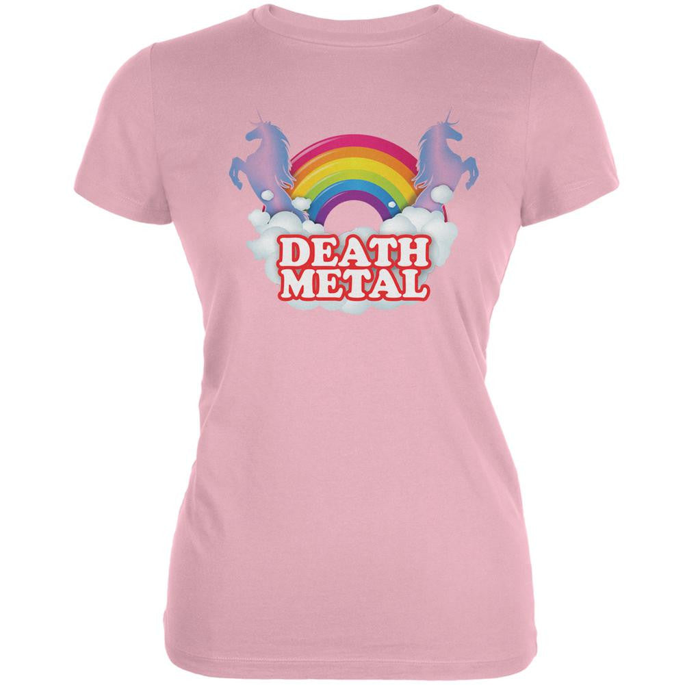 Death Metal Rainbow Pink Juniors Soft T-Shirt Juniors T-Shirts Old Glory 2XL Pink 