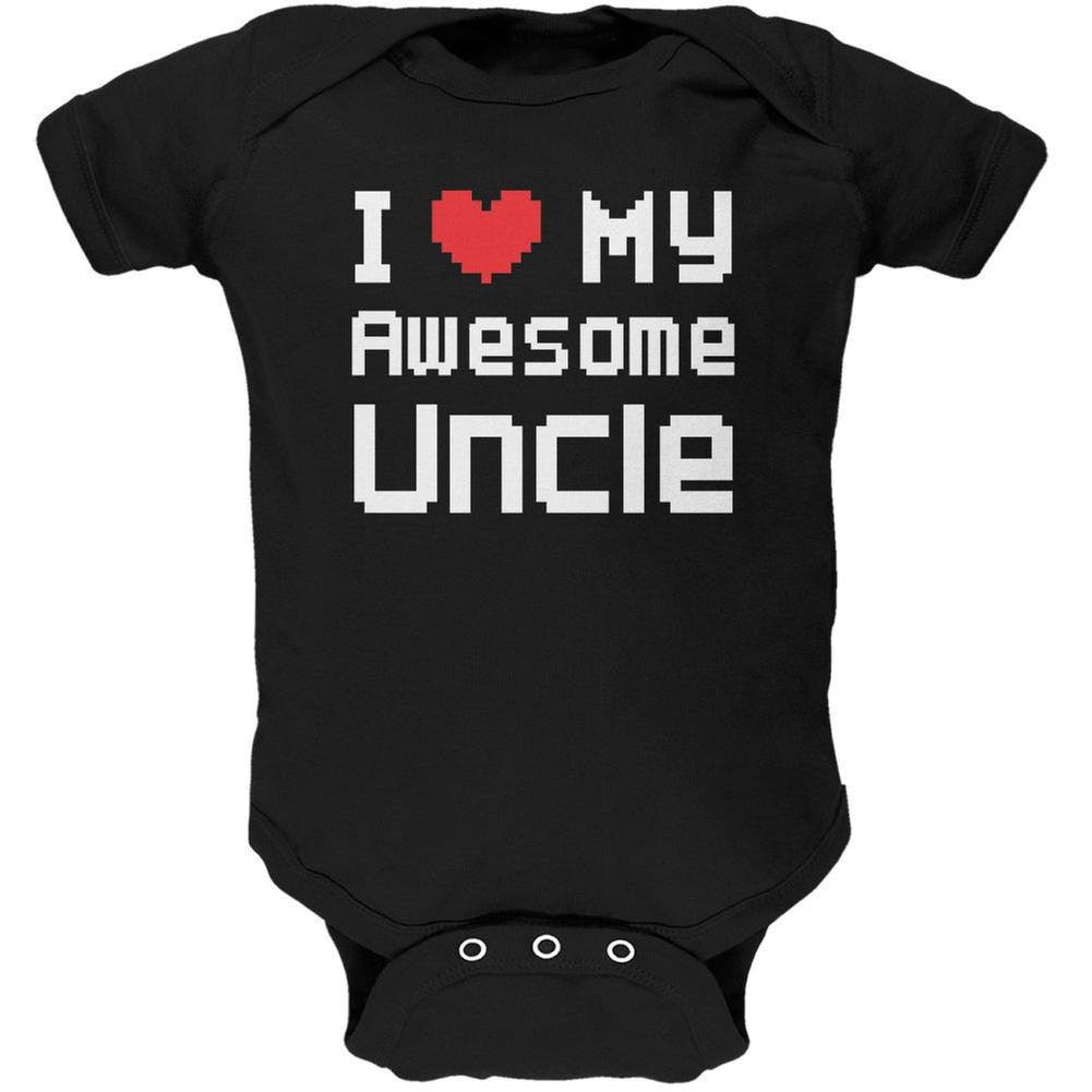 I Heart My Awesome Uncle 8 Bit Pixel Black Soft Baby One Piece Baby One Piece Old Glory 0-3M Black 