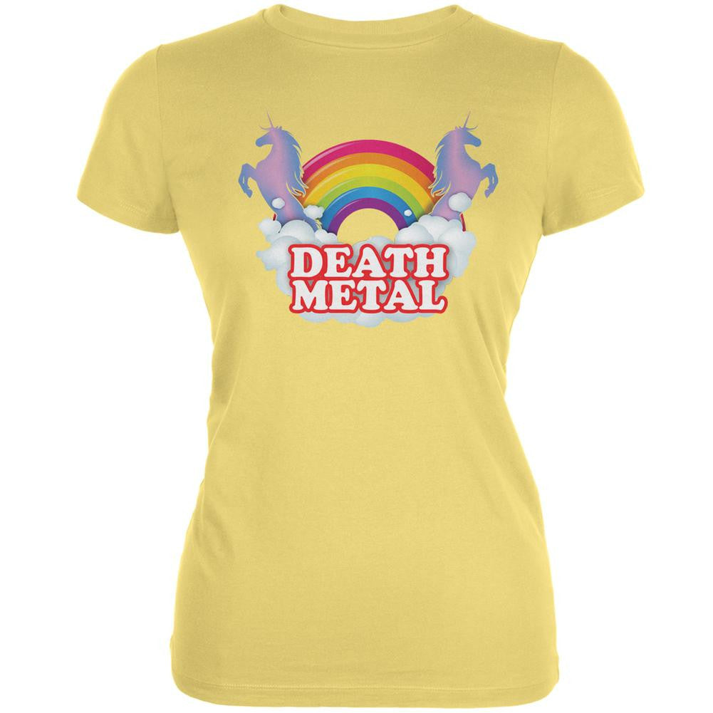 Death Metal Rainbow Yellow Juniors Soft T-Shirt Juniors T-Shirts Old Glory LG Yellow 