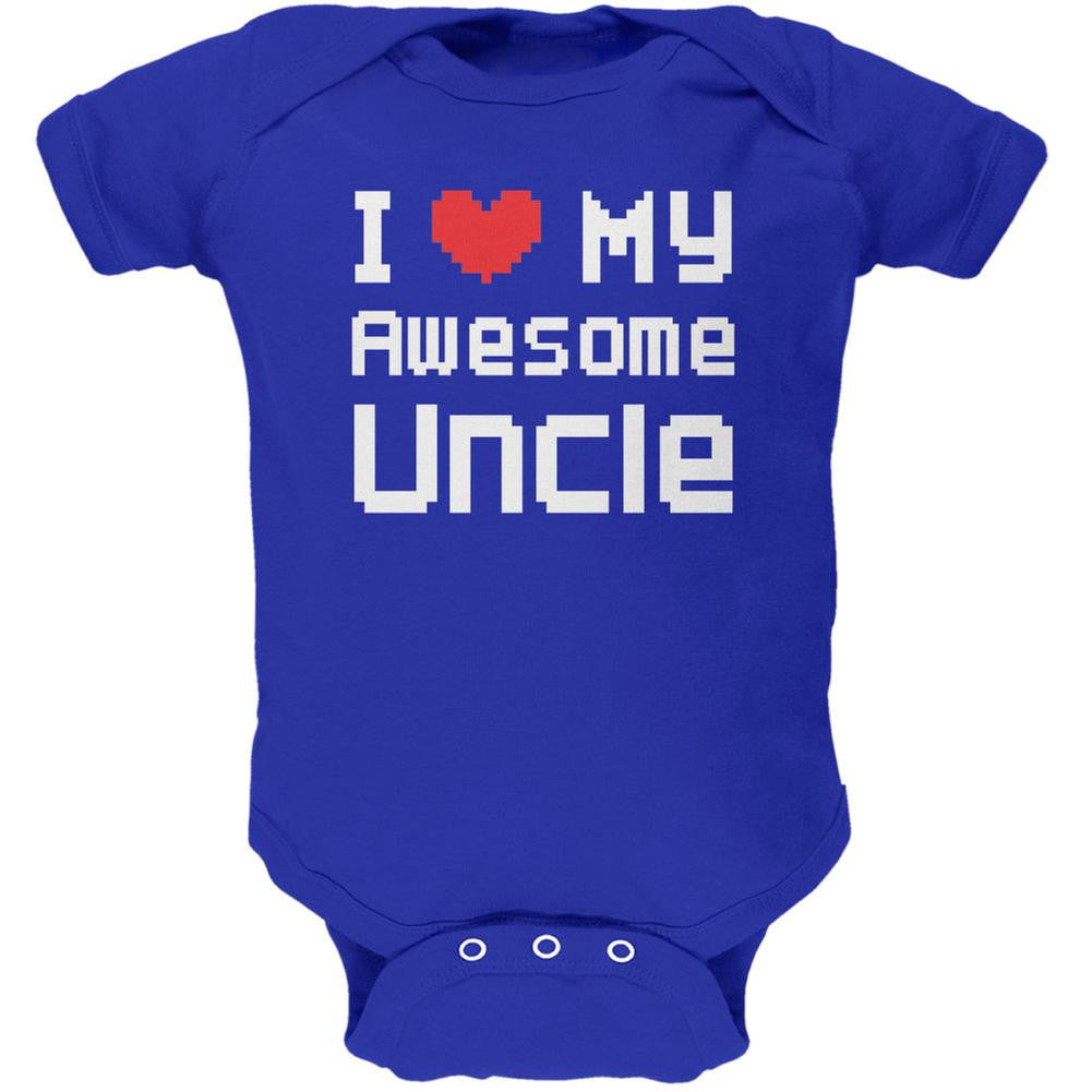 I Heart My Awesome Uncle 8 Bit Pixel Royal Soft Baby One Piece Baby One Piece Old Glory 0-3M Blue 