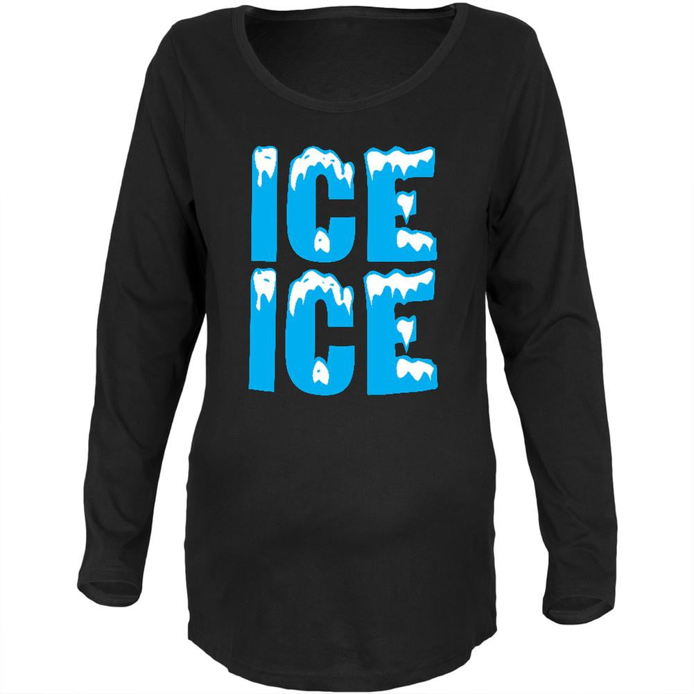 Ice Ice Baby Black Maternity Soft Long Sleeve T-Shirt Maternity Long Sleeve T-Shirts Old Glory 2XL Black 