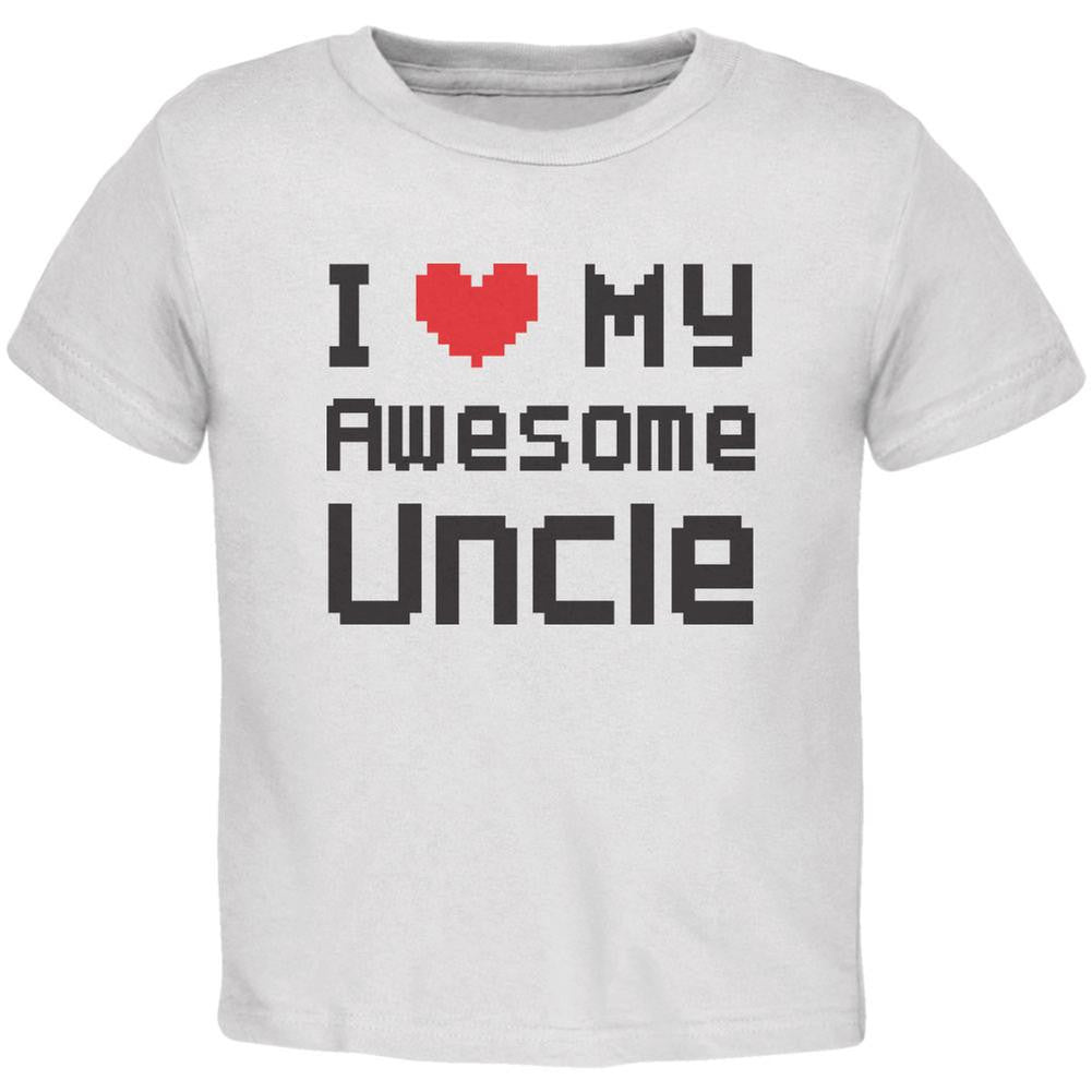 I Heart My Awesome Uncle 8 Bit Pixel White Toddler T-Shirt Toddler T-Shirts Old Glory 2T White 