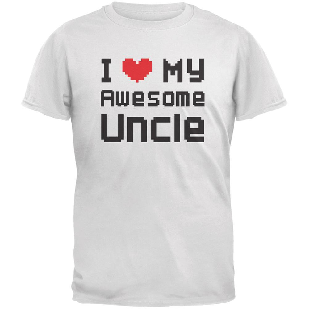 I Heart My Awesome Uncle 8 Bit Pixel White Youth T-Shirt Youth T-Shirts Old Glory LG White 