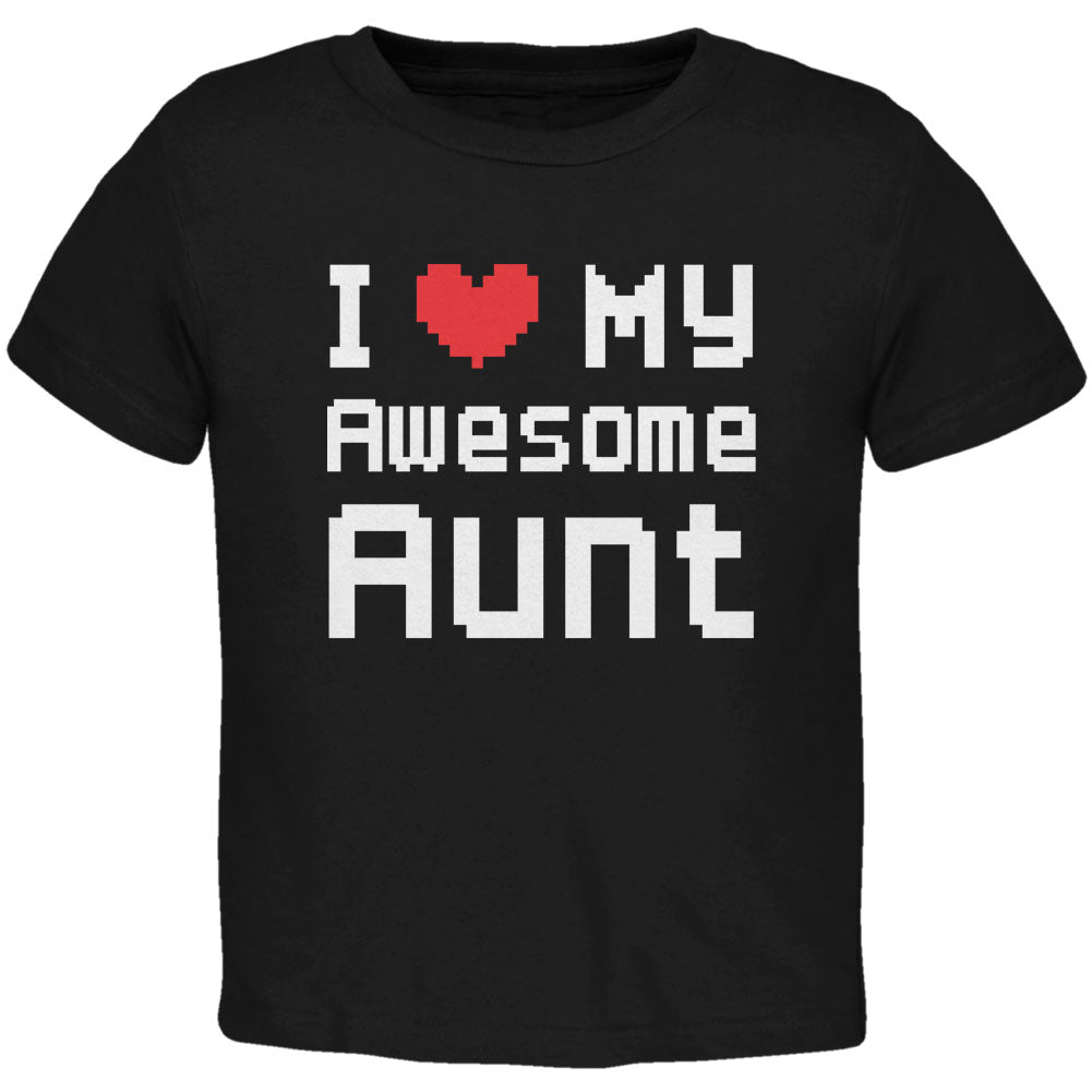 I Heart My Awesome Aunt 8 Bit Pixel Black Toddler T-Shirt Toddler T-Shirts Old Glory 2T Black 