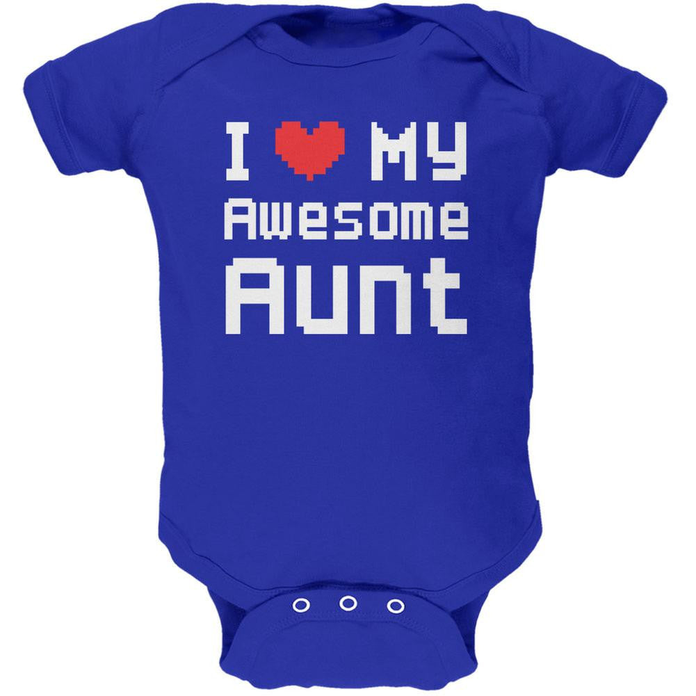 I Heart My Awesome Aunt 8 Bit Pixel Royal Soft Baby One Piece Baby One Piece Old Glory 0-3M Blue 