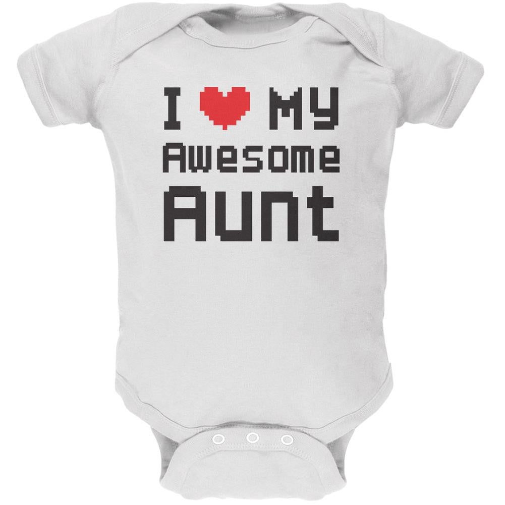 I Heart My Awesome Aunt 8 Bit Pixel White Soft Baby One Piece Baby One Piece Old Glory 0-3M White 