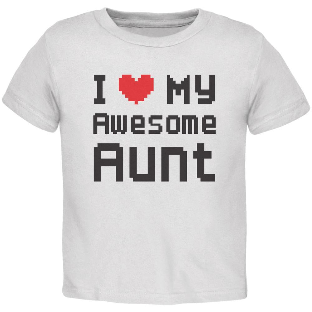 I Heart My Awesome Aunt 8 Bit Pixel White Toddler T-Shirt Toddler T-Shirts Old Glory 2T White 