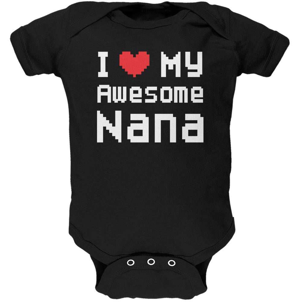 I Heart My Awesome Nana 8 Bit Pixel Black Soft Baby One Piece Baby One Piece Old Glory 0-3M Black 