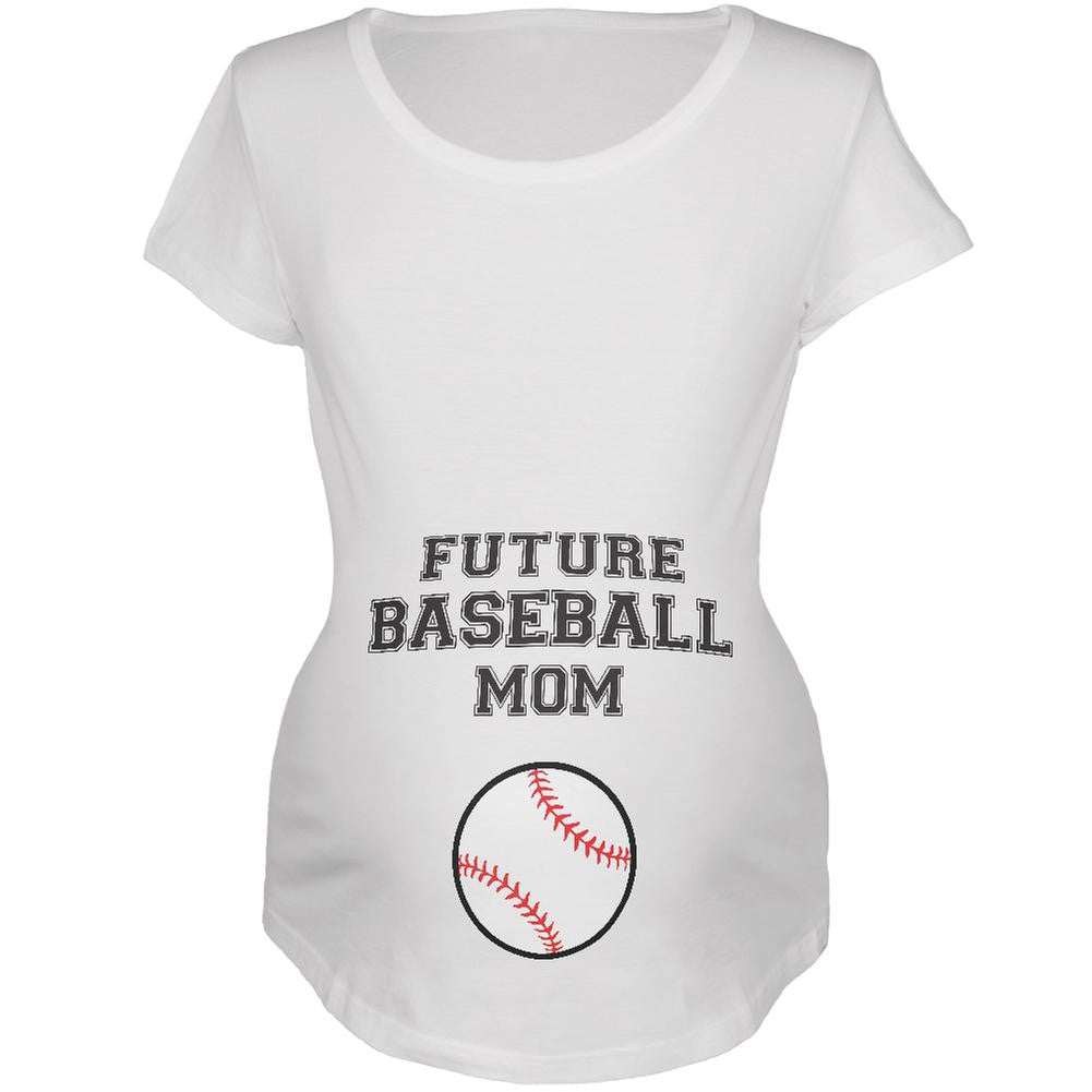 Future Baseball Mom White Maternity Soft T-Shirt Maternity T-Shirts Old Glory 2XL White 