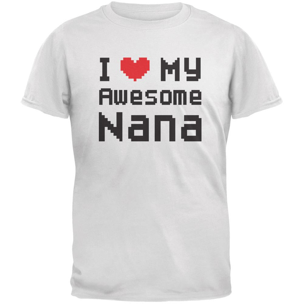 I Heart My Awesome Nana 8 Bit Pixel White Youth T-Shirt Youth T-Shirts Old Glory LG White 