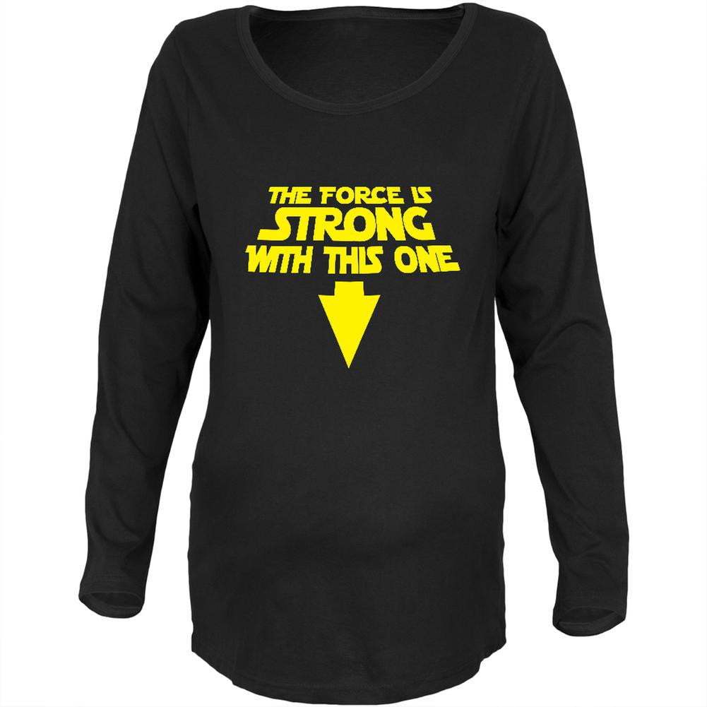 The Force Is Strong With This One Black Maternity Soft Long Sleeve T-Shirt Maternity Long Sleeve T-Shirts Old Glory 2XL Black 