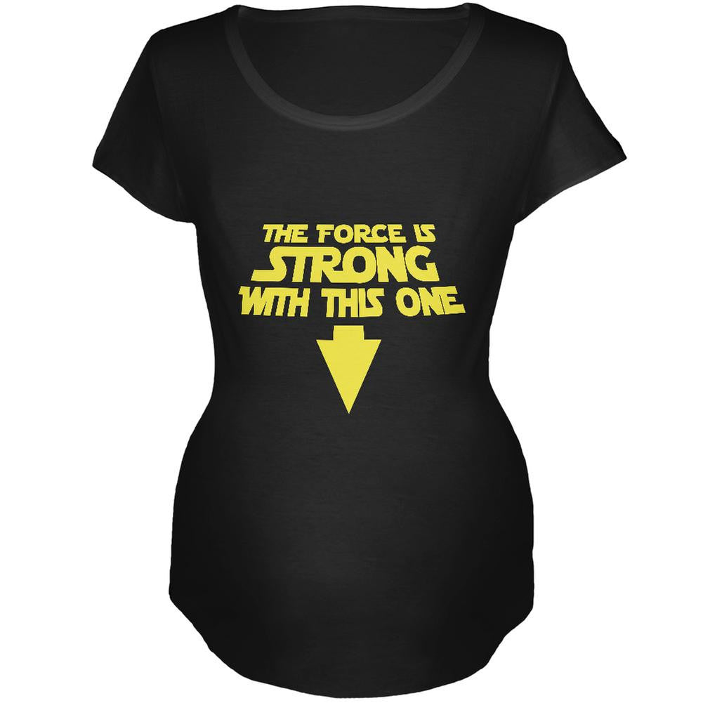 The Force Is Strong With This One Black Maternity Soft T-Shirt Maternity T-Shirts Old Glory 2XL Black 