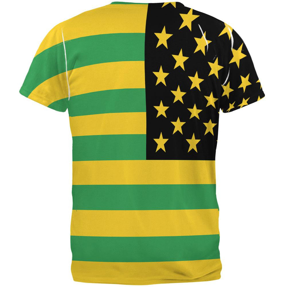 Jamaican American Flag All Over Adult T-Shirt Men's T-Shirts Old Glory   