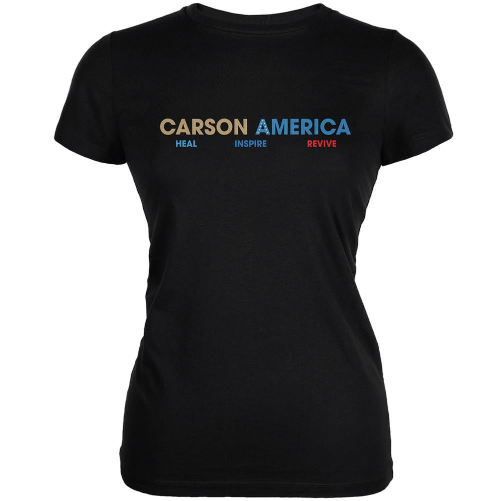 Election 2016 Ben Carson Heal Inspire Revive Black Juniors Soft T-Shirt Juniors T-Shirts Old Glory 2XL Black 