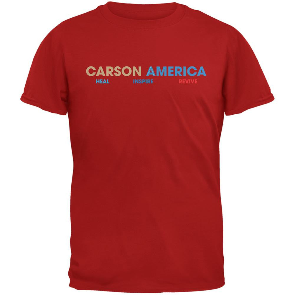 Election 2016 Ben Carson Heal Inspire Revive Red Adult T-Shirt Men's T-Shirts Old Glory 2XL Red 