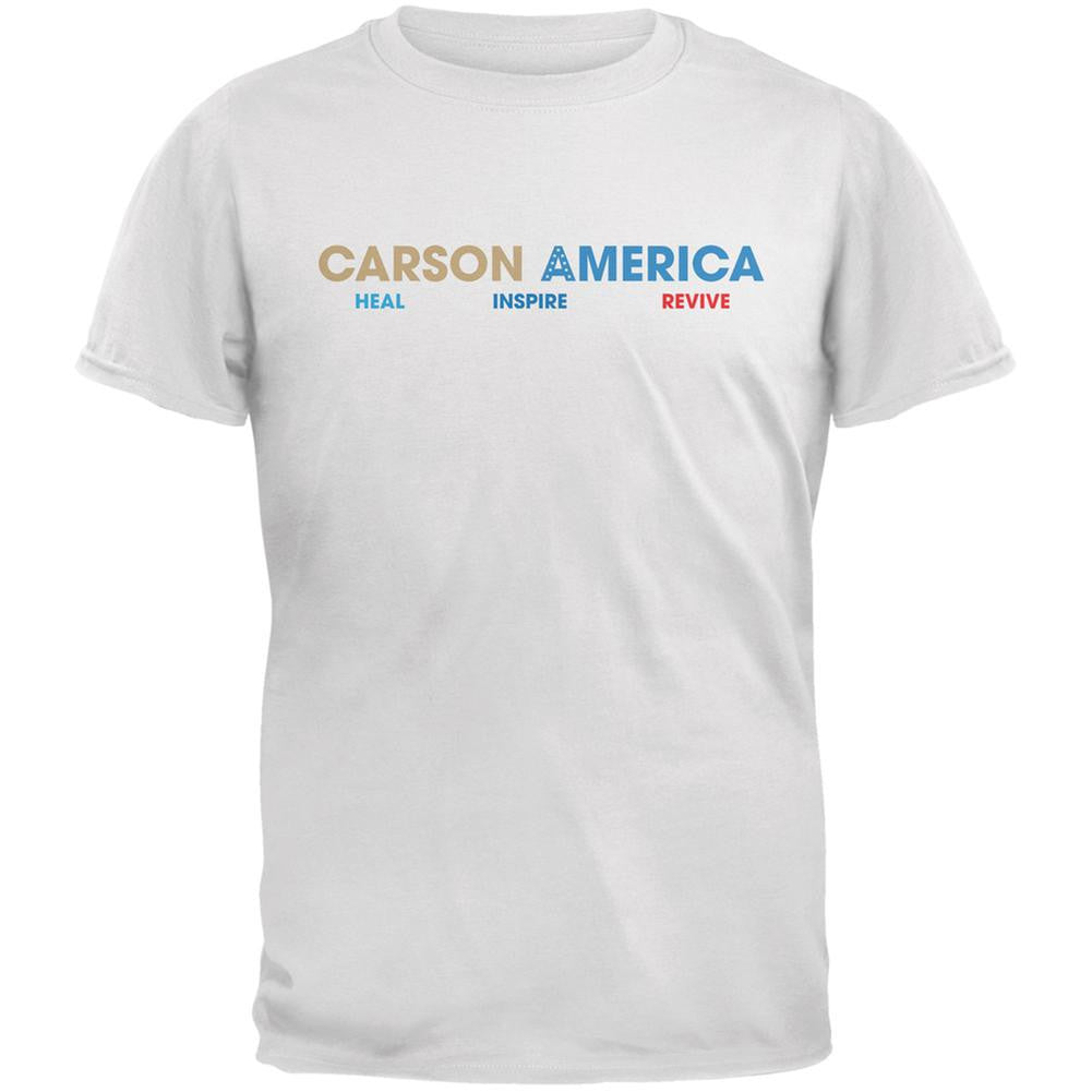 Election 2016 Ben Carson Heal Inspire Revive White Adult T-Shirt Men's T-Shirts Old Glory 2XL White 