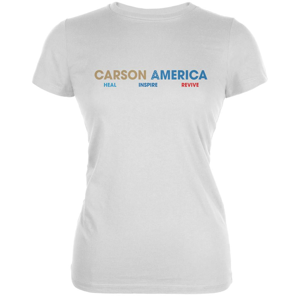 Election 2016 Ben Carson Heal Inspire Revive White Juniors Soft T-Shirt Juniors T-Shirts Old Glory 2XL White 