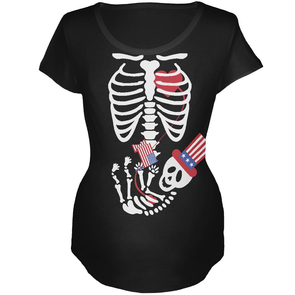 Halloween July Fourth Baby Skeleton Black Maternity Soft T-Shirt Maternity T-Shirts Old Glory 2XL Black 