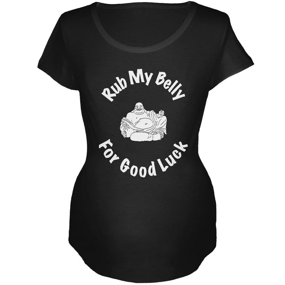 Buddha Rub My Belly Good Luck Black Maternity Soft T-Shirt Maternity T-Shirts Old Glory 2XL Black 