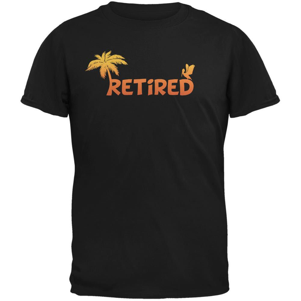 Retired Palm Tree Black Adult T-Shirt Men's T-Shirts Old Glory 2XL Black 