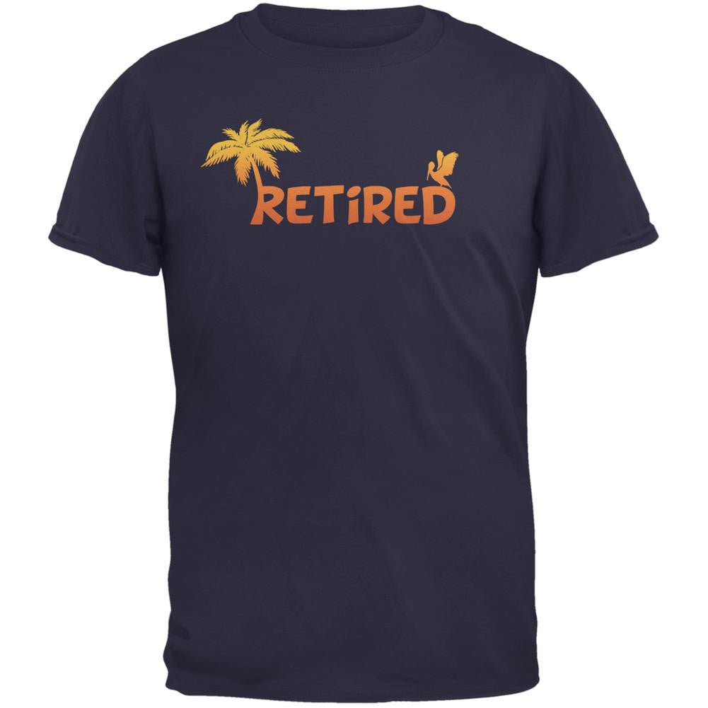 Retired Palm Tree Navy Adult T-Shirt Men's T-Shirts Old Glory 2XL Blue 