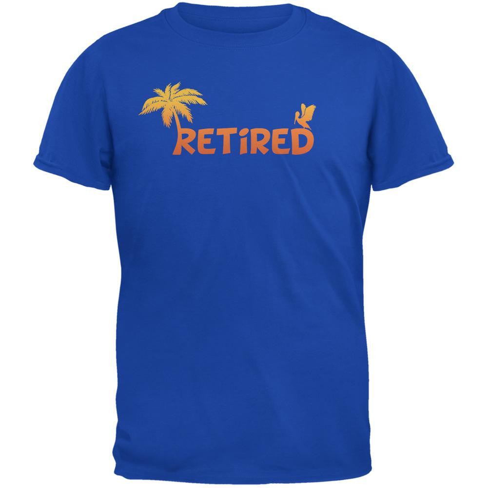 Retired Palm Tree Royal Adult T-Shirt Men's T-Shirts Old Glory 2XL Blue 