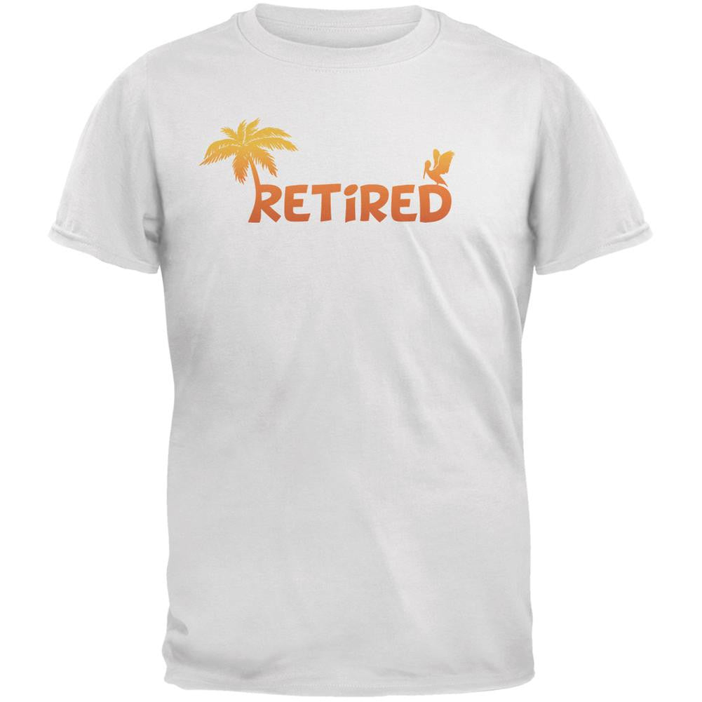 Retired Palm Tree White Adult T-Shirt Men's T-Shirts Old Glory 2XL White 