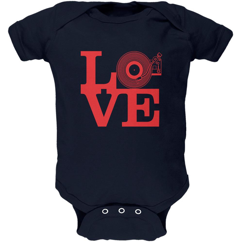 Love Record Player Navy Soft Baby One Piece Baby One Piece Old Glory 0-3M Blue 