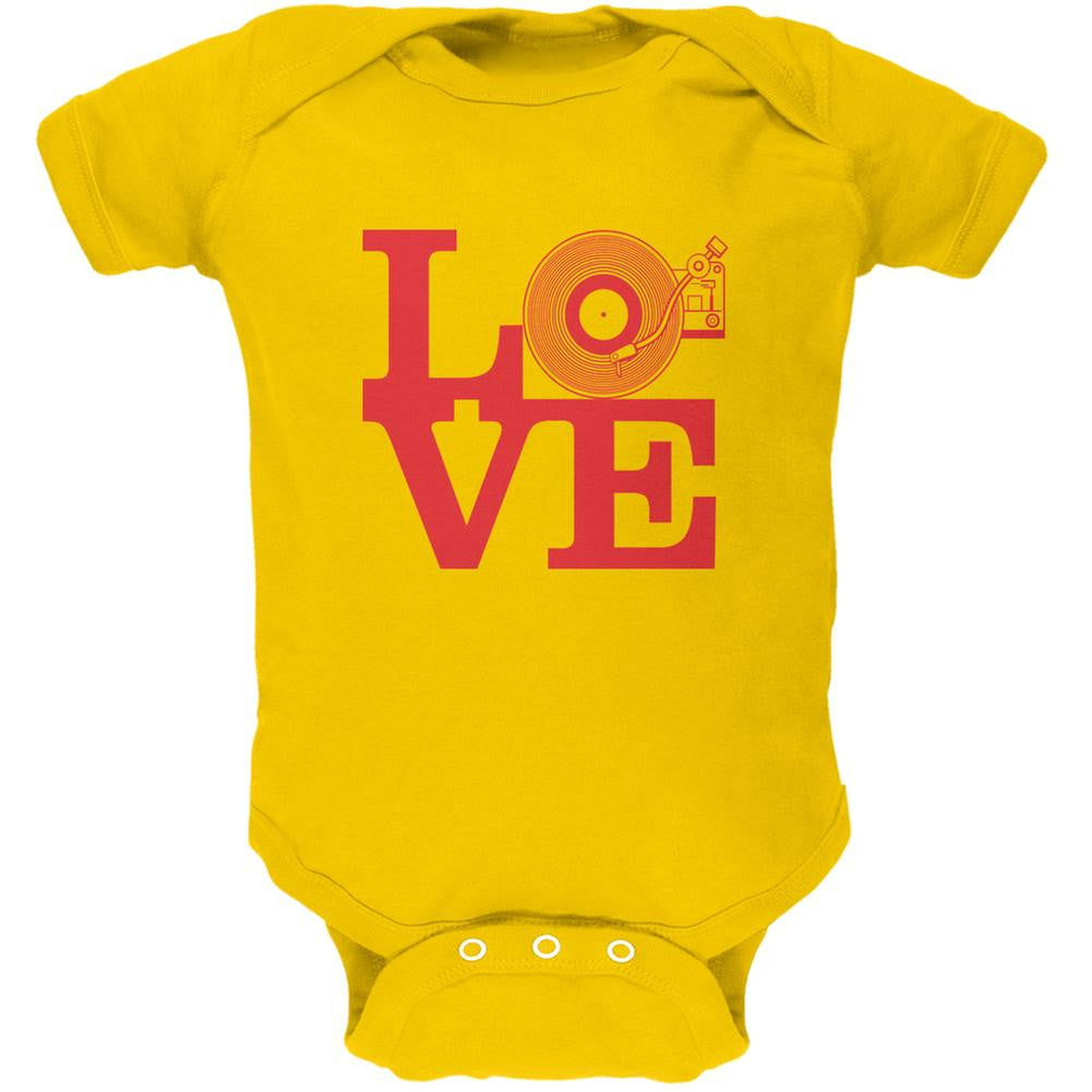 Love Record Player Yellow Soft Baby One Piece Baby One Piece Old Glory 0-3M Yellow 