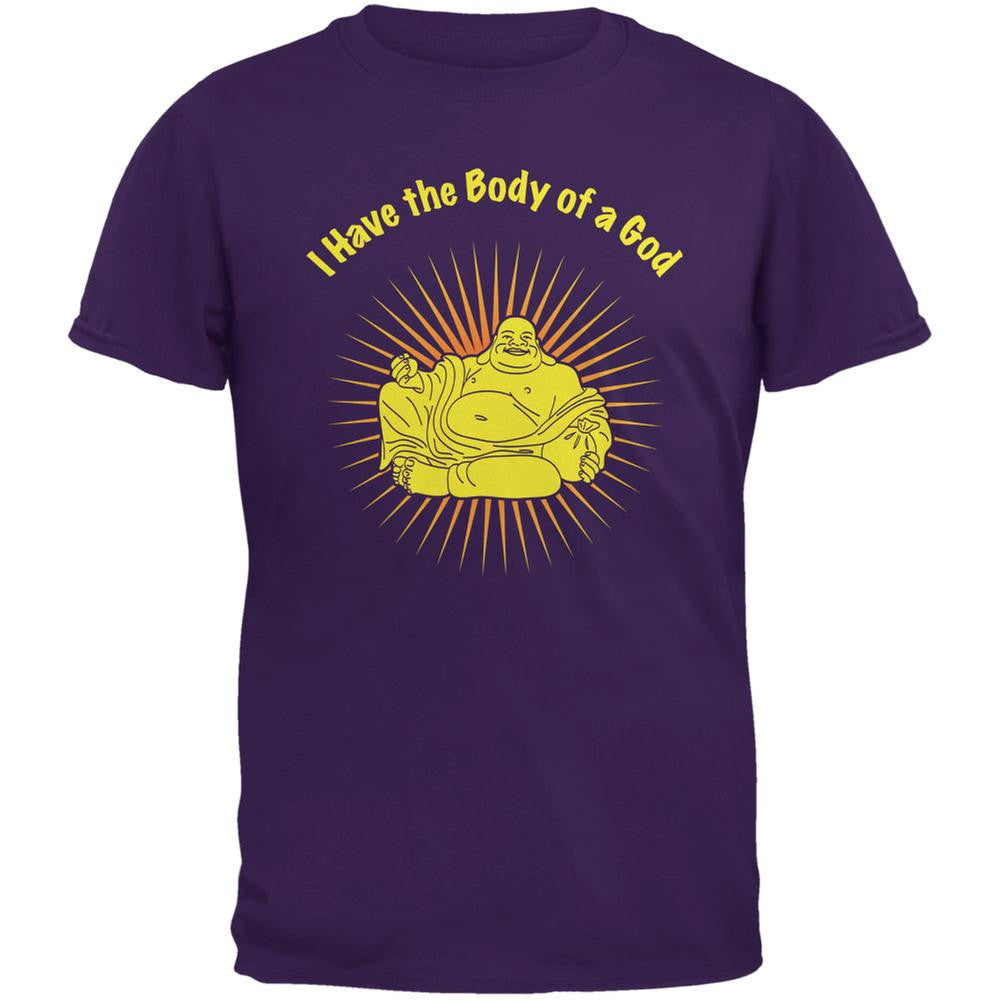 Body of a God Buddha Purple Adult T-Shirt Men's T-Shirts Old Glory 2XL Purple 