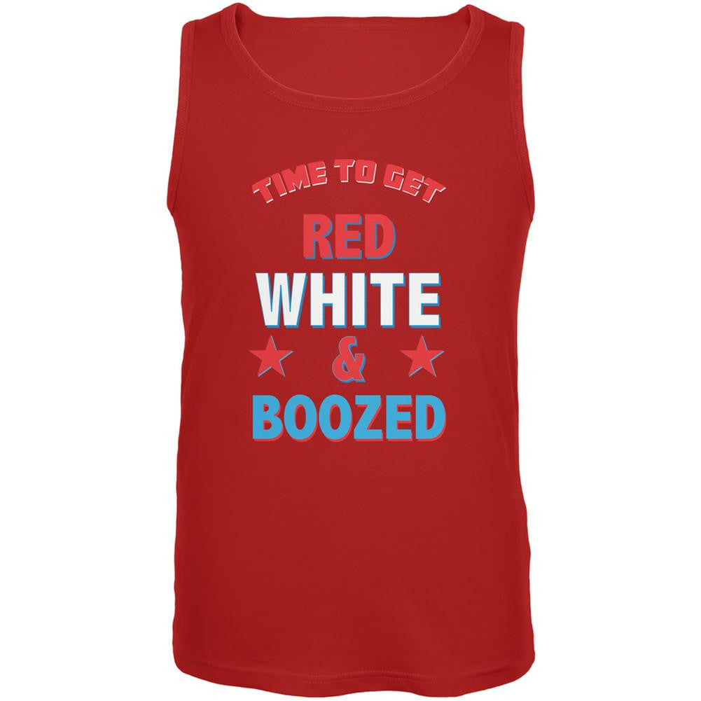 4th Of July Red White and Boozed Red Adult Tank Top Men's Tank Tops Old Glory SM Red 