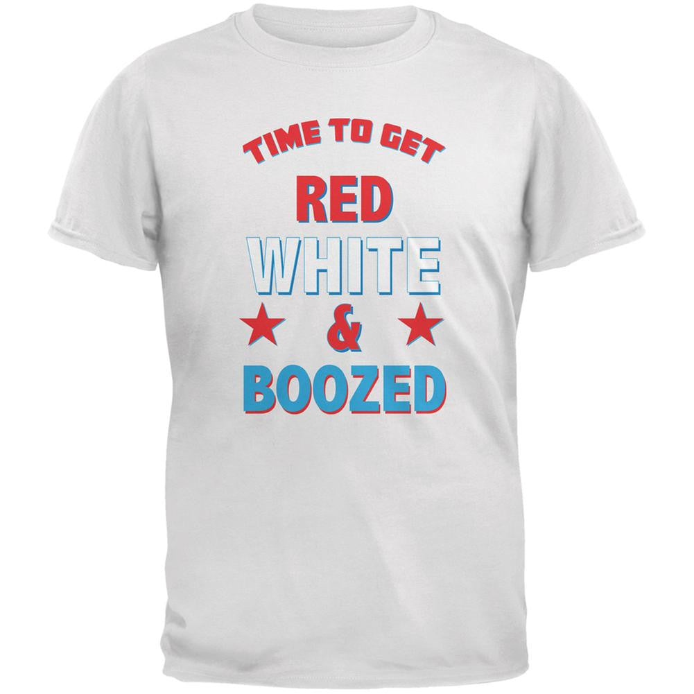 4th Of July Red White and Boozed White Adult T-Shirt Men's T-Shirts Old Glory SM White 