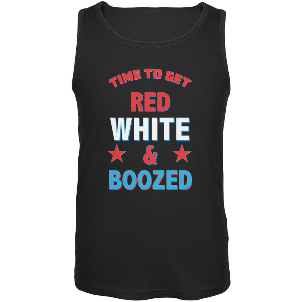 4th Of July Red White and Boozed Black Adult Tank Top Men's Tank Tops Old Glory SM Black 