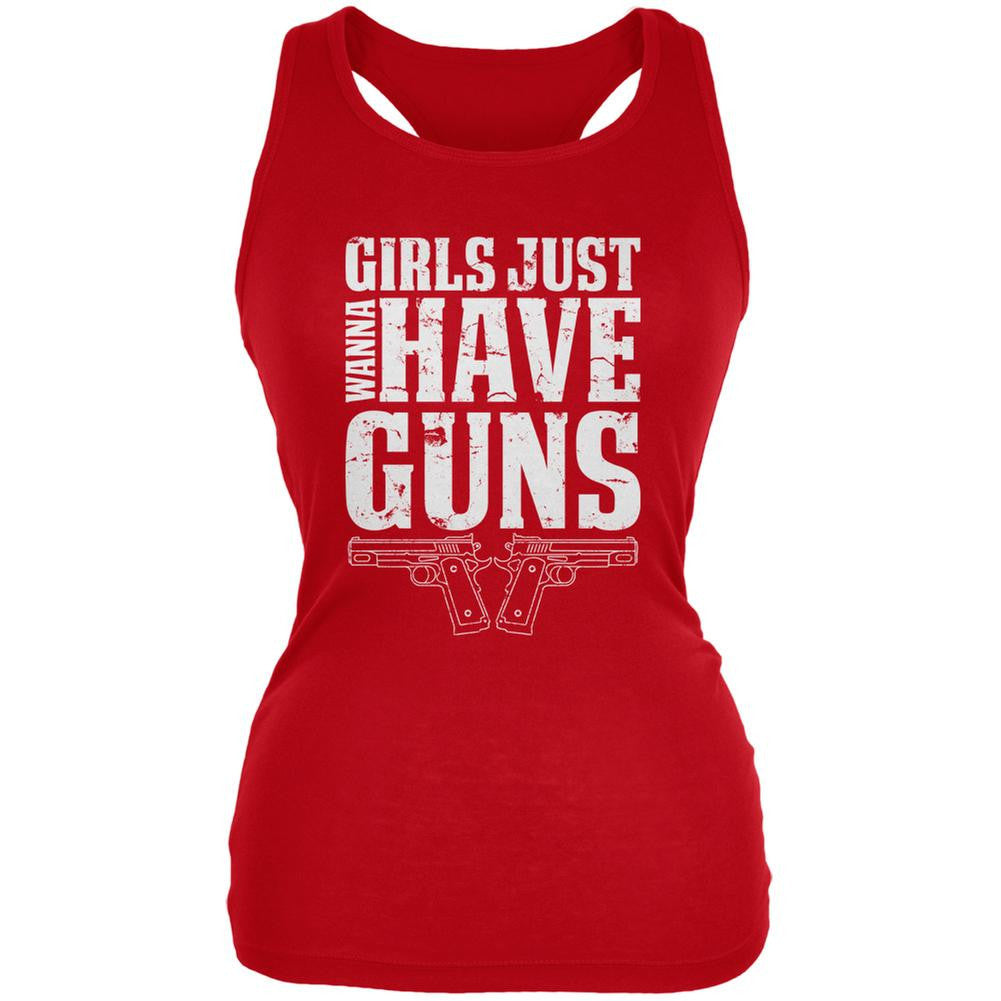 Girls Just Wanna Have Guns Red Juniors Soft Tank Top Juniors Tank Tops Old Glory 2XL Red 