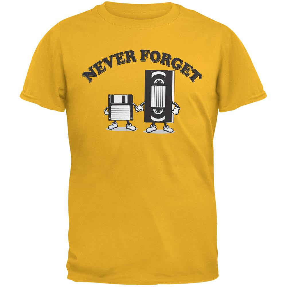 Never Forget VHS Floppy Disk Gold Adult T-Shirt Men's T-Shirts Old Glory 2XL Yellow 