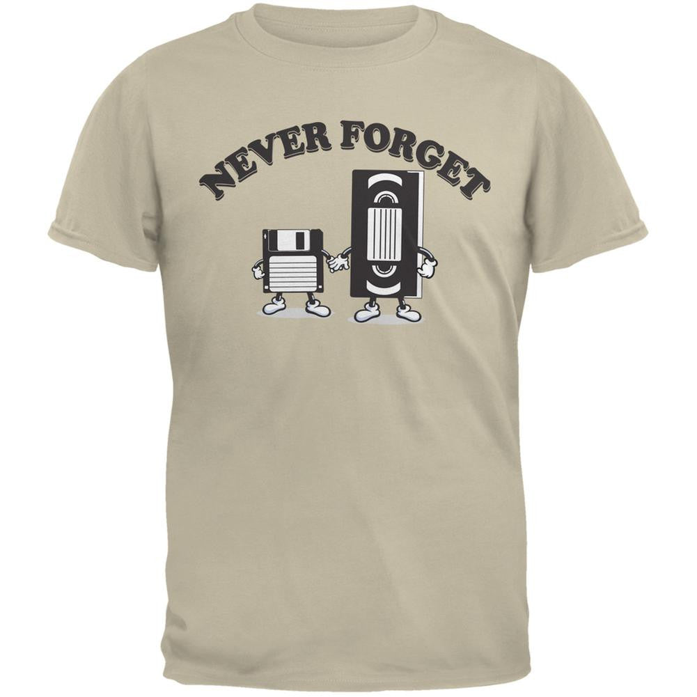 Never Forget VHS Floppy Disk Sand Adult T-Shirt Men's T-Shirts Old Glory 2XL Beige 