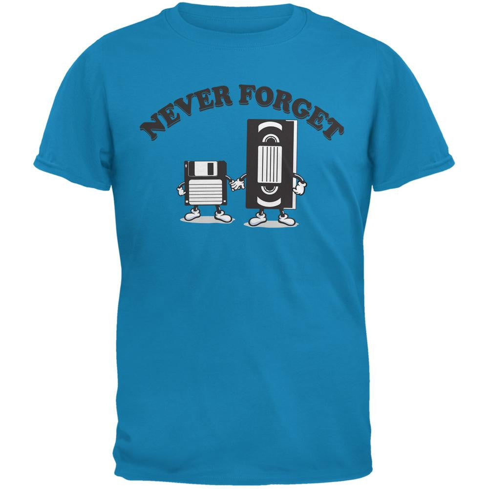 Never Forget VHS Floppy Disk Sapphire Blue Adult T-Shirt Men's T-Shirts Old Glory 2XL Blue 