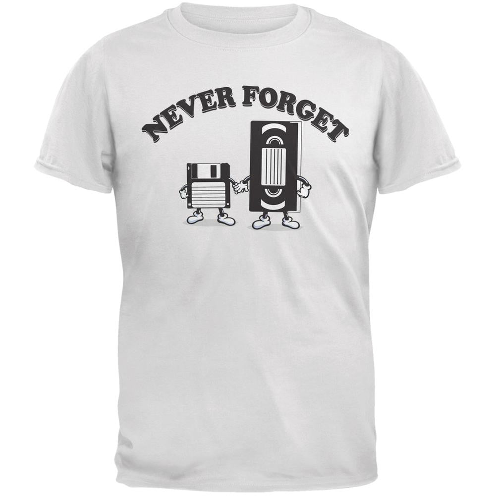 Never Forget VHS Floppy Disk White Adult T-Shirt Men's T-Shirts Old Glory 2XL White 